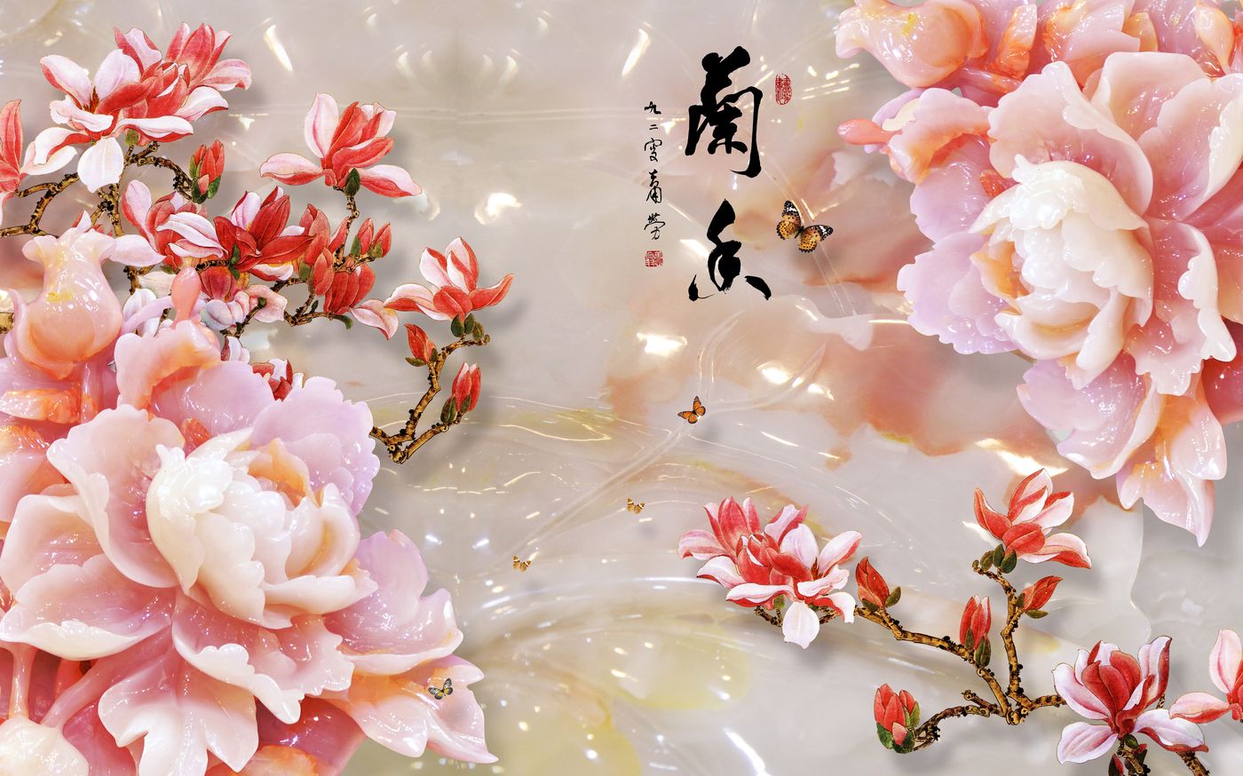 Tranh Dán Tường 3D Giả Ngọc Cao Cấp - Mẫu 026TGN - Hình thực tế 3