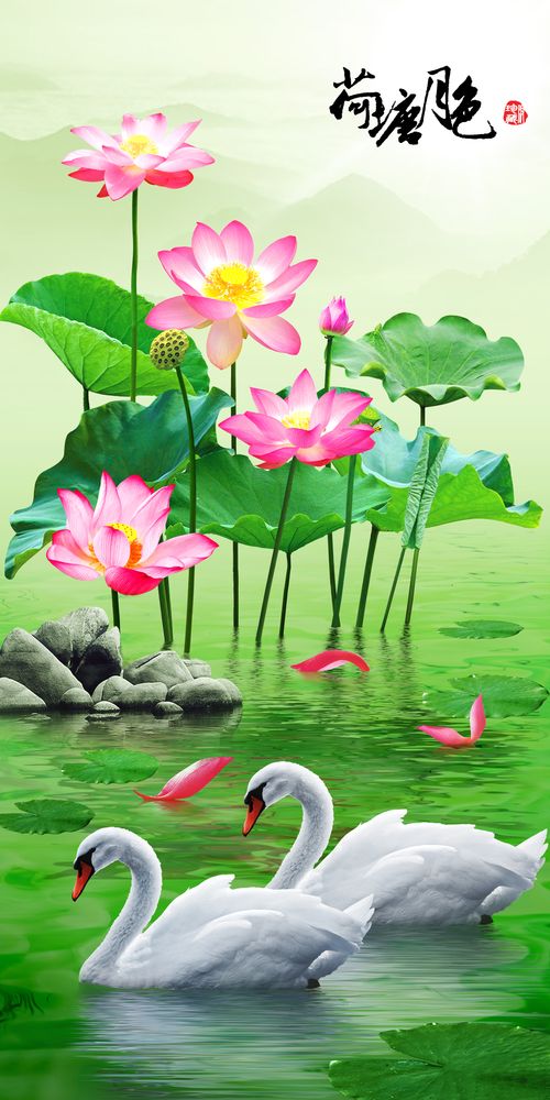 Tranh Dán Tường 3D Hoa Sen Phong Thủy - Mẫu 003THS
