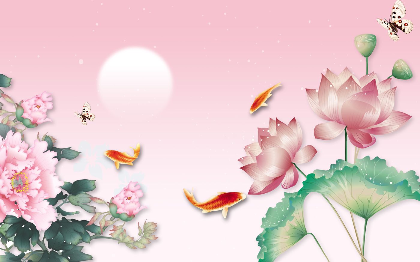 Tranh Dán Tường 3D Hoa Sen Phong Thủy - Mẫu 005THS