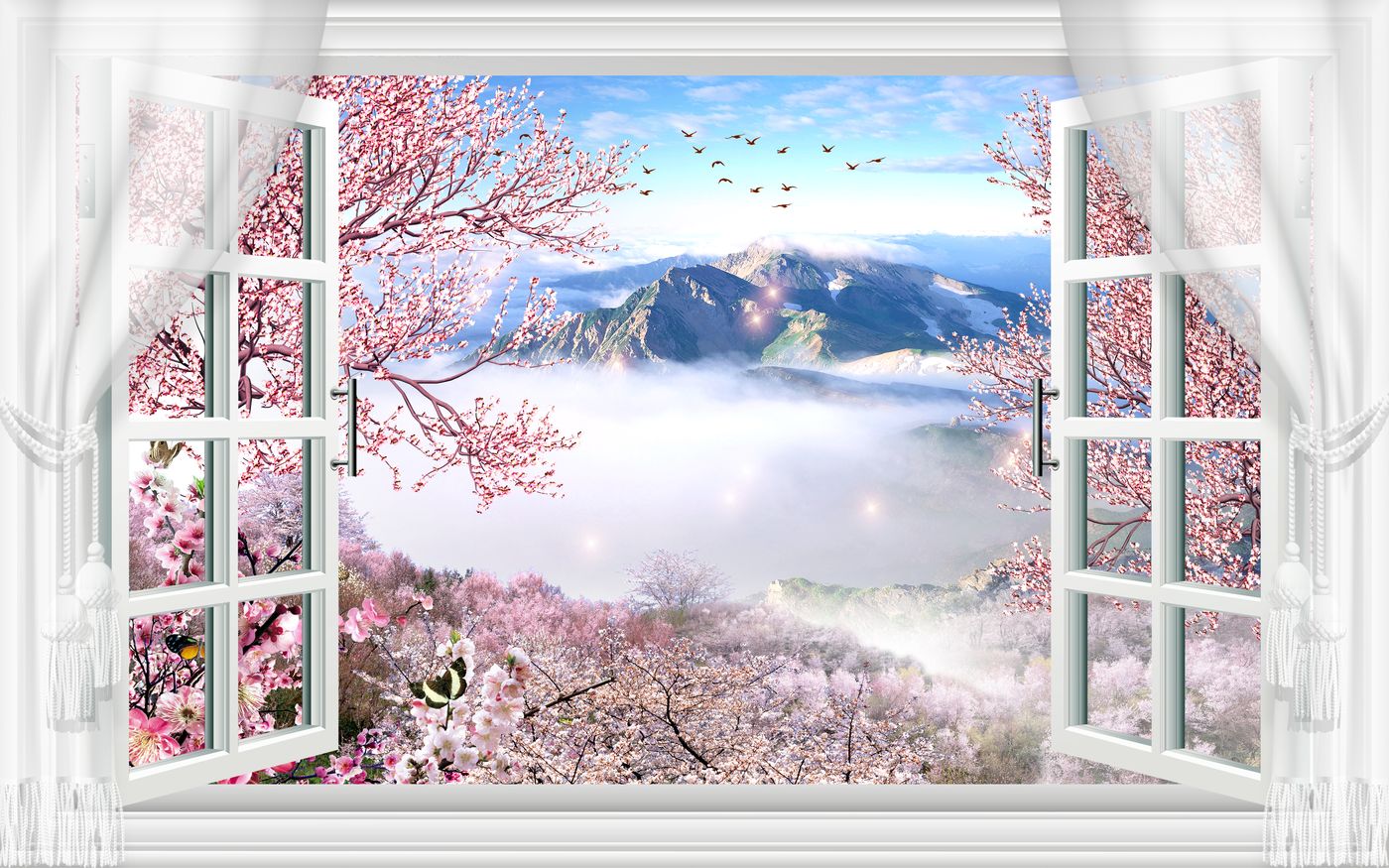 Tranh Dán Tường 3D Khung Cửa Sổ Thiên Nhiên - Mẫu 06TCS