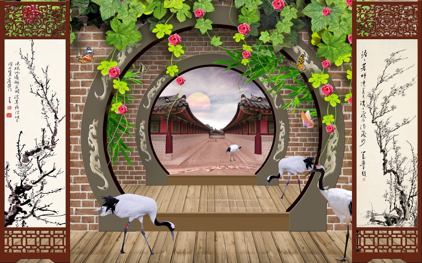 Tranh Dán Tường 3D Khung Cửa Sổ Thiên Nhiên - Mẫu 18TCS