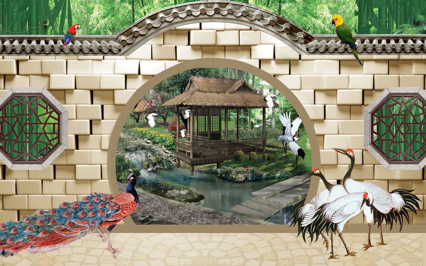 Tranh Dán Tường 3D Khung Cửa Sổ Thiên Nhiên - Mẫu 23TCS